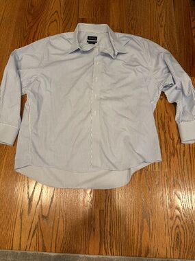 Men's Light Blue Pinstripe Dress Shirt - Spread Collar